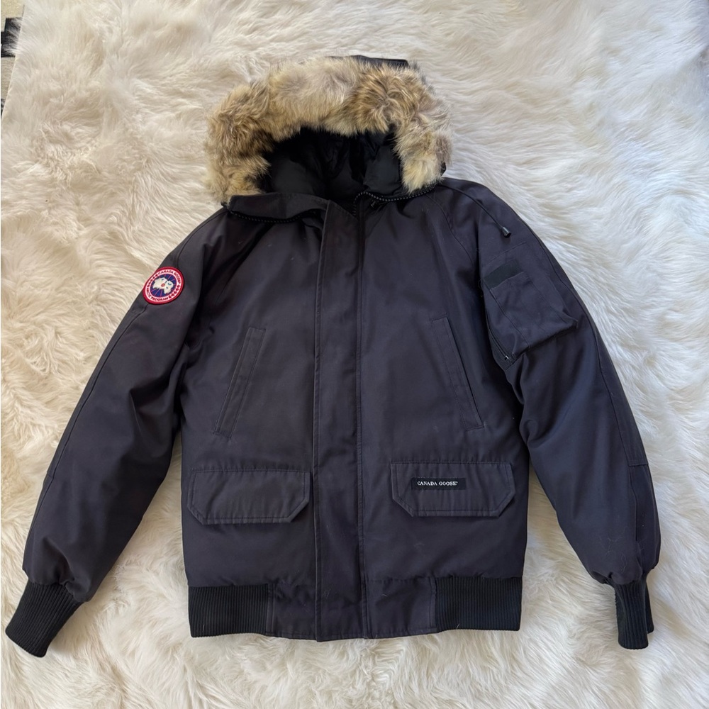 Canada Goose Men's Black Parka Jacket with Fur-Trim Hood